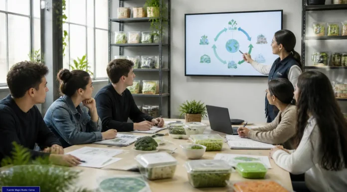 Alumnos analizan la economía circular en Huercasa economía circular